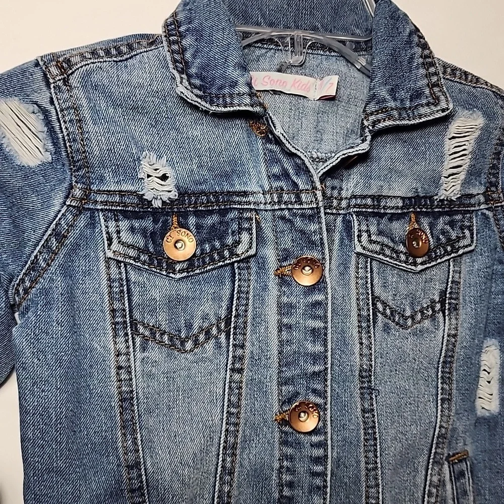 Ci Sono Kids Distressed Denim Jacket blue Size‎ XS/7